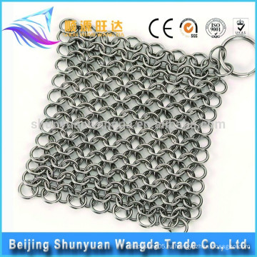 Очиститель чугуна Нержавеющая сталь Chainmail Clean Cookware Skillet Scrubber